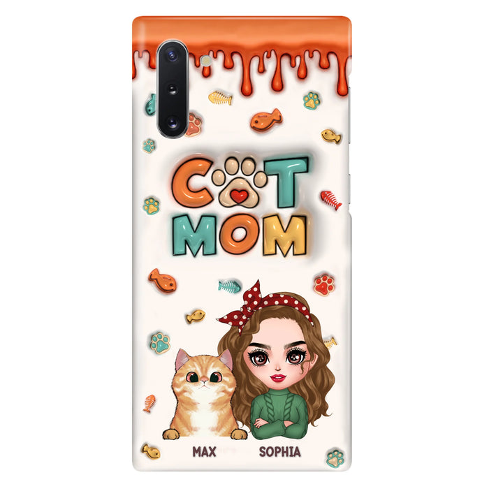 Custom Personalized Cat Mom iPhone/ Samsung Phone Case - Christmas Gift Idea For Cat Lover - Upto 4 Cats