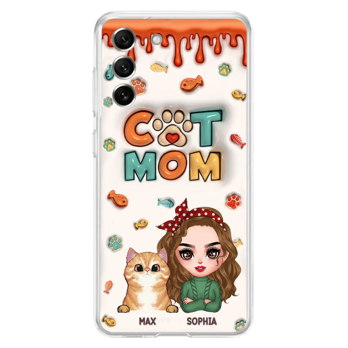Custom Personalized Cat Mom iPhone/ Samsung Phone Case - Christmas Gift Idea For Cat Lover - Upto 4 Cats