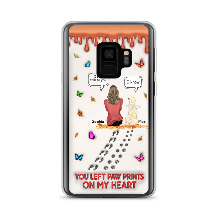 Personalized Memorial Dog Phone Case - Memorial Gift Idea For Dog/Cat Lover - Case For iPhone/Samsung - You Left Paw Prints On My Heart