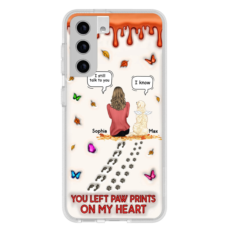Personalized Memorial Dog Phone Case - Memorial Gift Idea For Dog/Cat Lover - Case For iPhone/Samsung - You Left Paw Prints On My Heart