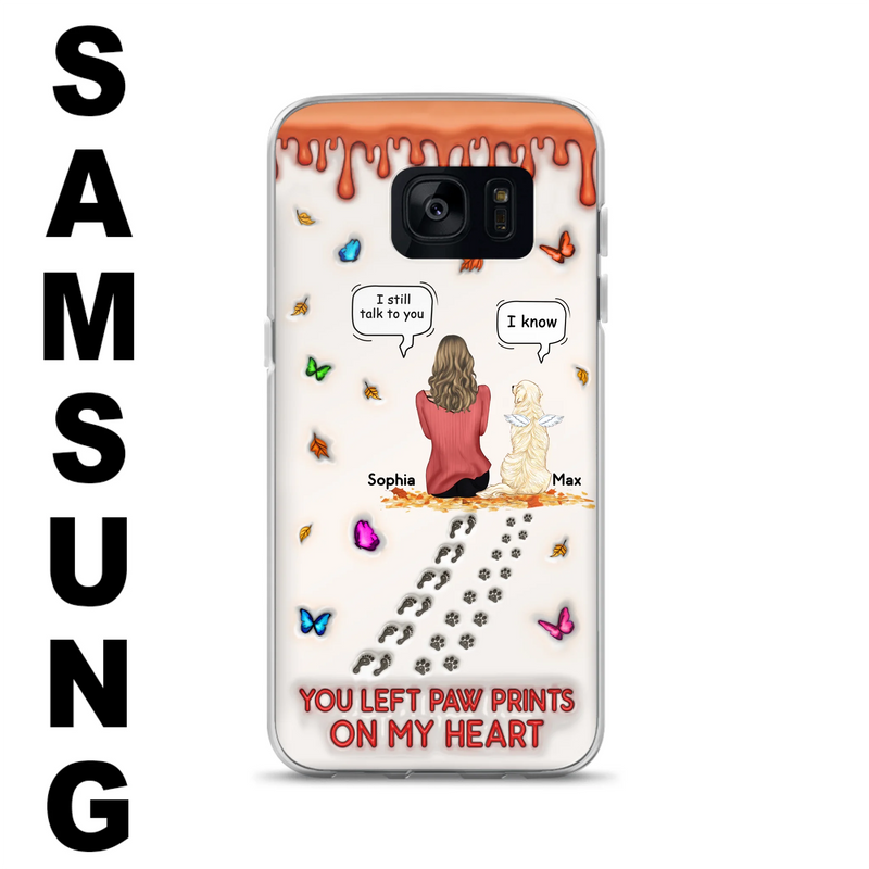 Personalized Memorial Dog Phone Case - Memorial Gift Idea For Dog/Cat Lover - Case For iPhone/Samsung - You Left Paw Prints On My Heart