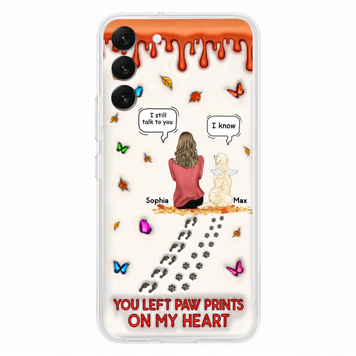 Personalized Memorial Dog Phone Case - Memorial Gift Idea For Dog/Cat Lover - Case For iPhone/Samsung - You Left Paw Prints On My Heart
