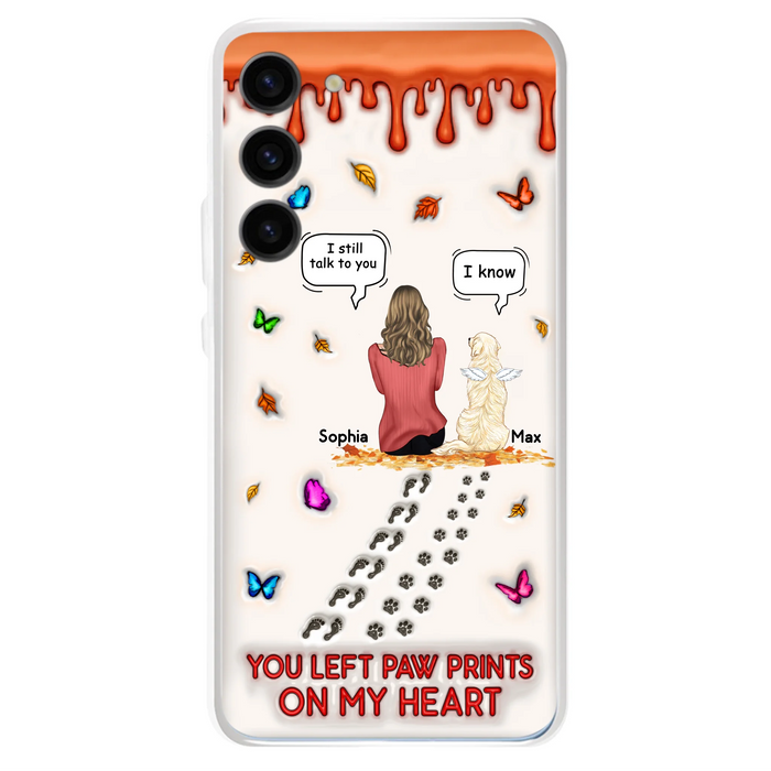 Personalized Memorial Dog Phone Case - Memorial Gift Idea For Dog/Cat Lover - Case For iPhone/Samsung - You Left Paw Prints On My Heart