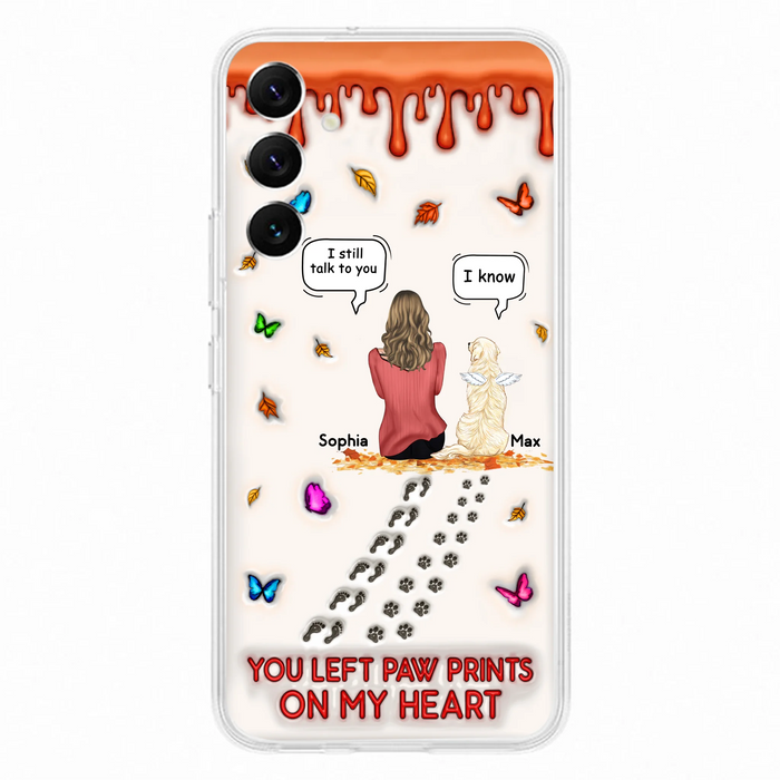 Personalized Memorial Dog Phone Case - Memorial Gift Idea For Dog/Cat Lover - Case For iPhone/Samsung - You Left Paw Prints On My Heart