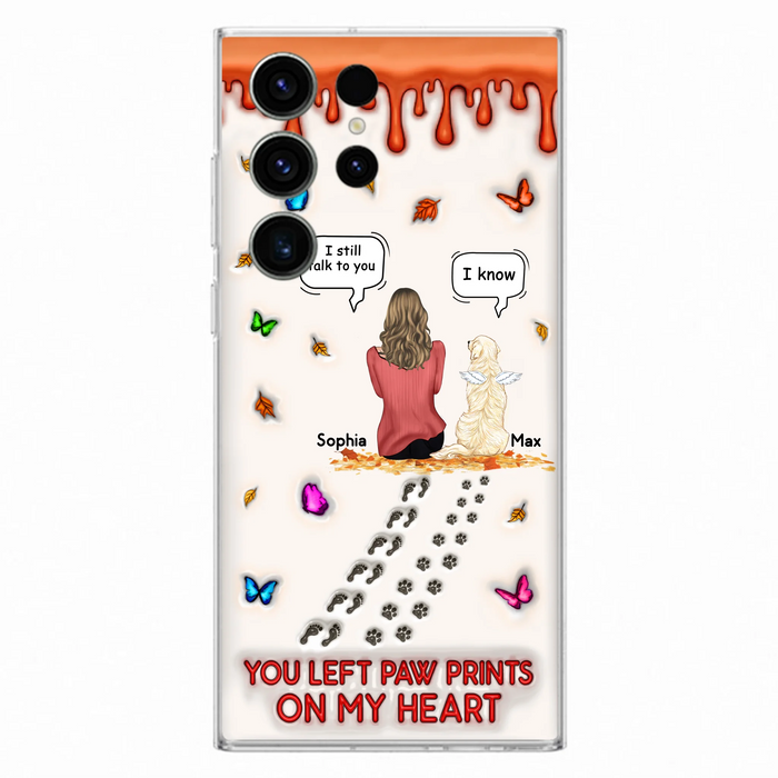 Personalized Memorial Dog Phone Case - Memorial Gift Idea For Dog/Cat Lover - Case For iPhone/Samsung - You Left Paw Prints On My Heart