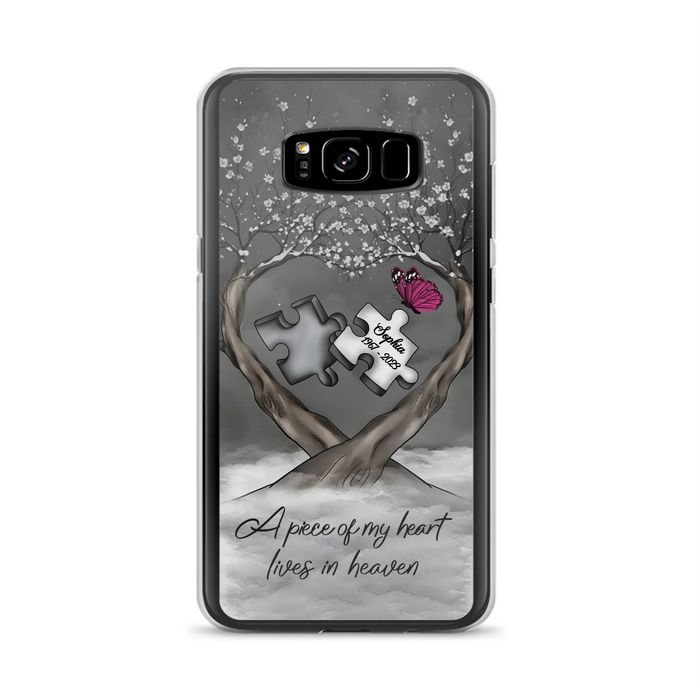 Custom Personalized Memorial Phone Case - Memorial Gift Idea For Family Member - Case For iPhone/ Samsung - A Piece Of My Heart Lives In Heaven