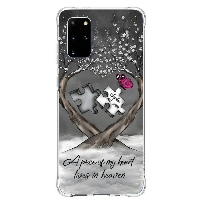 Custom Personalized Memorial Phone Case - Memorial Gift Idea For Family Member - Case For iPhone/ Samsung - A Piece Of My Heart Lives In Heaven