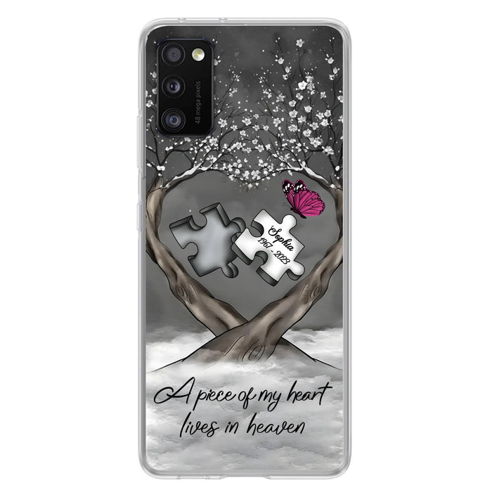 Custom Personalized Memorial Phone Case - Memorial Gift Idea For Family Member - Case For iPhone/ Samsung - A Piece Of My Heart Lives In Heaven