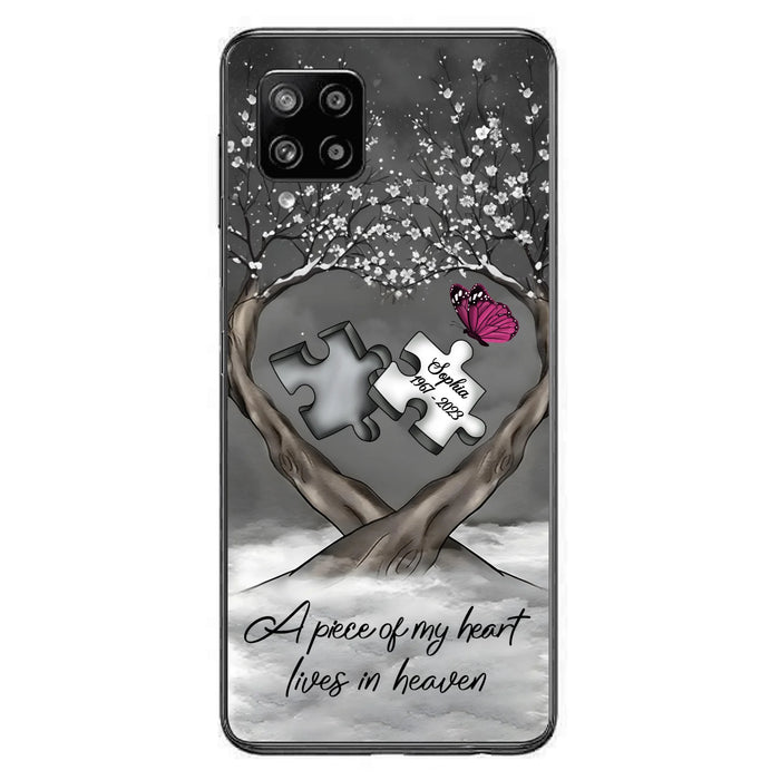 Custom Personalized Memorial Phone Case - Memorial Gift Idea For Family Member - Case For iPhone/ Samsung - A Piece Of My Heart Lives In Heaven