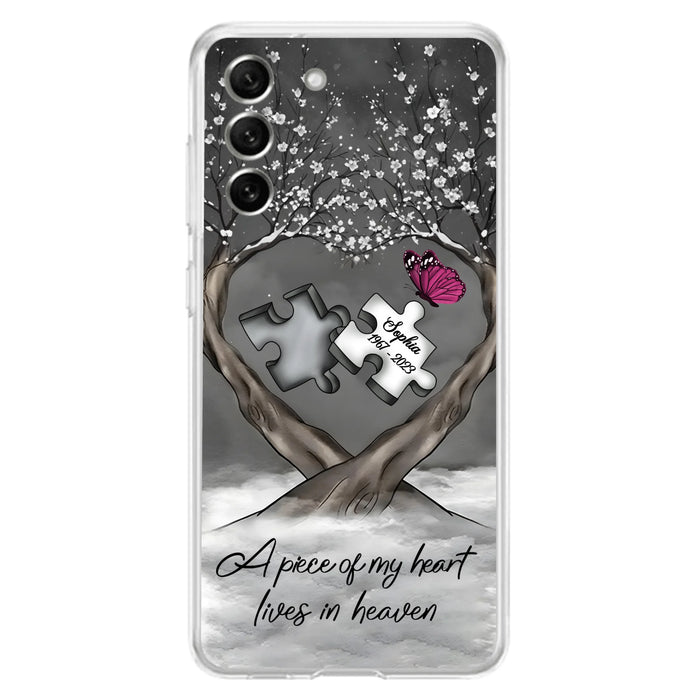 Custom Personalized Memorial Phone Case - Memorial Gift Idea For Family Member - Case For iPhone/ Samsung - A Piece Of My Heart Lives In Heaven