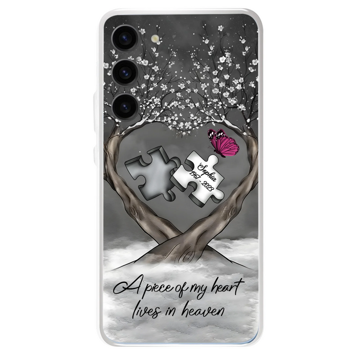 Custom Personalized Memorial Phone Case - Memorial Gift Idea For Family Member - Case For iPhone/ Samsung - A Piece Of My Heart Lives In Heaven