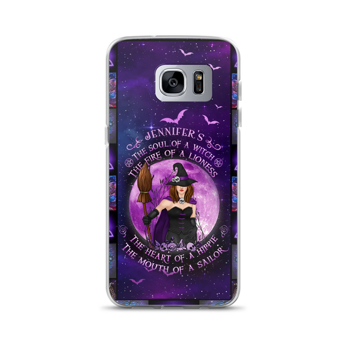 Custom Personalized Witch Purple Phone Case - Halloween Gift Idea - The Soul Of A Witch The Fire Of A Lioness - Case for iPhone/ Samsung