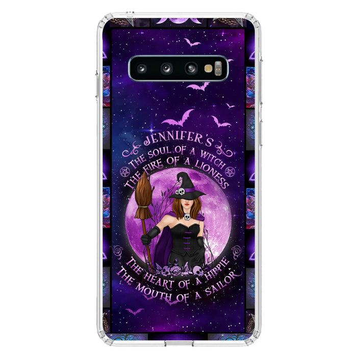 Custom Personalized Witch Purple Phone Case - Halloween Gift Idea - The Soul Of A Witch The Fire Of A Lioness - Case for iPhone/ Samsung
