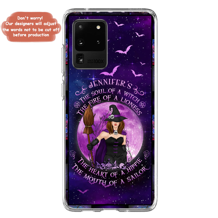 Custom Personalized Witch Purple Phone Case - Halloween Gift Idea - The Soul Of A Witch The Fire Of A Lioness - Case for iPhone/ Samsung