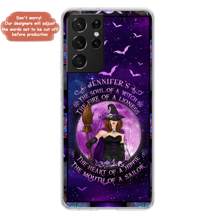 Custom Personalized Witch Purple Phone Case - Halloween Gift Idea - The Soul Of A Witch The Fire Of A Lioness - Case for iPhone/ Samsung