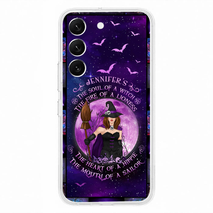Custom Personalized Witch Purple Phone Case - Halloween Gift Idea - The Soul Of A Witch The Fire Of A Lioness - Case for iPhone/ Samsung