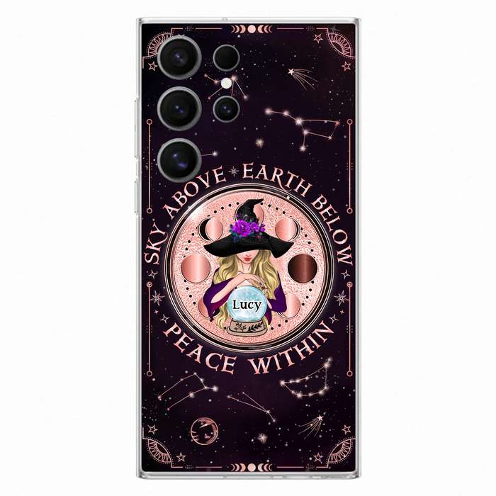 Custom Personalized Witch Phone Case - Gift Idea For Witch Lover - Sky Above Earth Below Peace Within - Case for iPhone/ Samsung