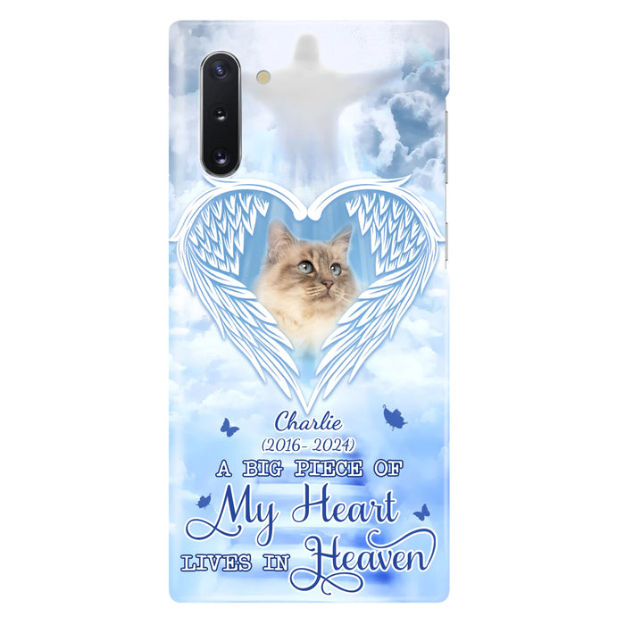 Custom Personalized Memorial Pet Phone Case - Upload Photo - Memorial Gift Idea For Pet Owner - A Big Piece Of My Heart Lives In Heaven - Case For iPhone/ Samsung