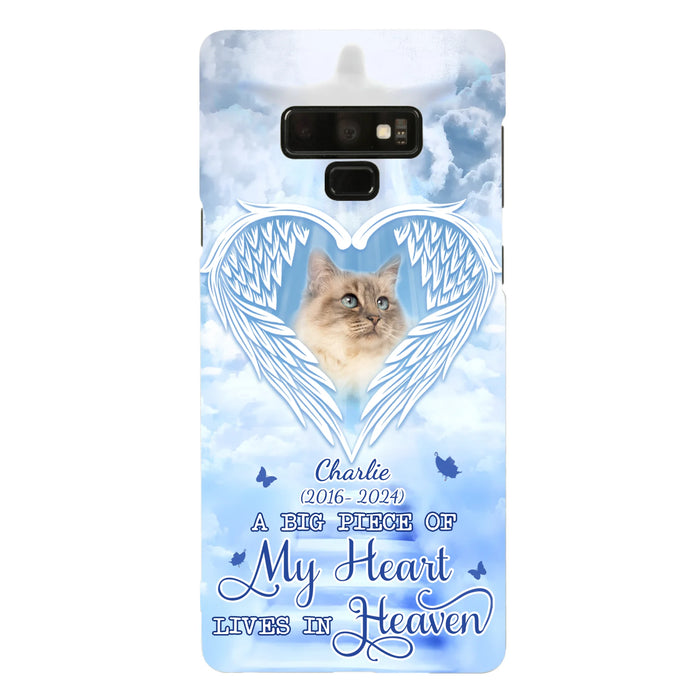 Custom Personalized Memorial Pet Phone Case - Upload Photo - Memorial Gift Idea For Pet Owner - A Big Piece Of My Heart Lives In Heaven - Case For iPhone/ Samsung
