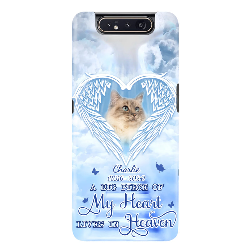 Custom Personalized Memorial Pet Phone Case - Upload Photo - Memorial Gift Idea For Pet Owner - A Big Piece Of My Heart Lives In Heaven - Case For iPhone/ Samsung