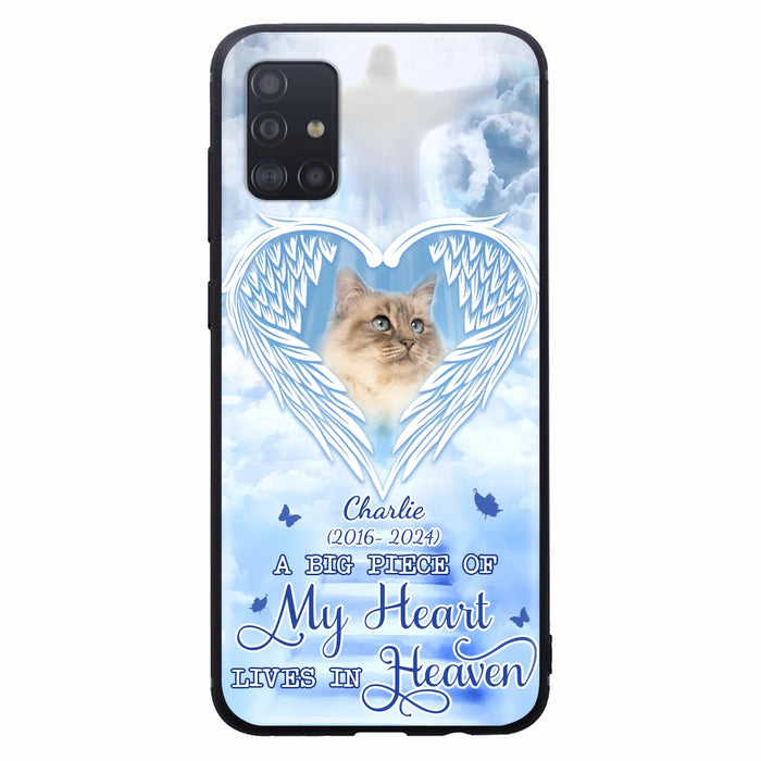 Custom Personalized Memorial Pet Phone Case - Upload Photo - Memorial Gift Idea For Pet Owner - A Big Piece Of My Heart Lives In Heaven - Case For iPhone/ Samsung
