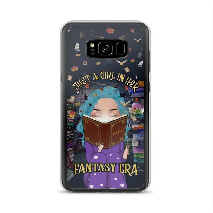 Custom Personalized Reading Book Phone Case - Gift Idea For Book Lovers - Just A Girl In Her Fantasy Era - Case For iPhone/ Samsung