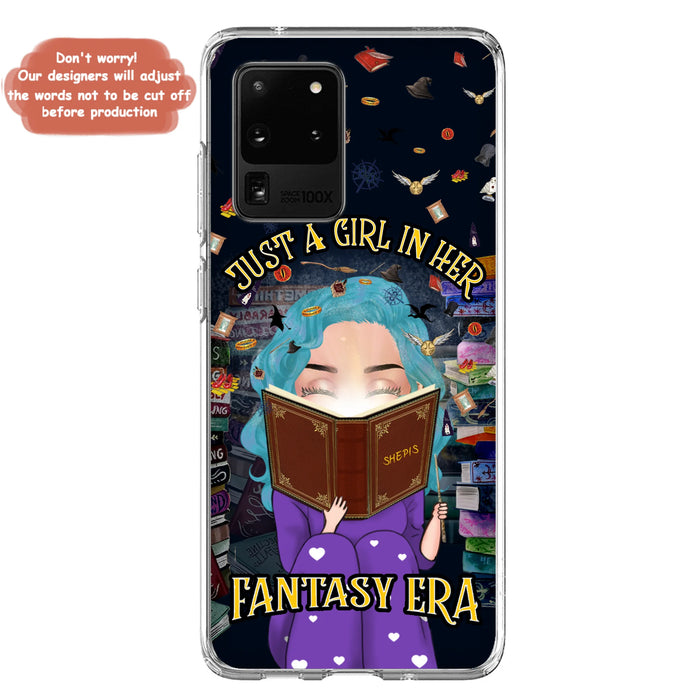 Custom Personalized Reading Book Phone Case - Gift Idea For Book Lovers - Just A Girl In Her Fantasy Era - Case For iPhone/ Samsung