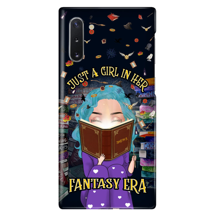 Custom Personalized Reading Book Phone Case - Gift Idea For Book Lovers - Just A Girl In Her Fantasy Era - Case For iPhone/ Samsung