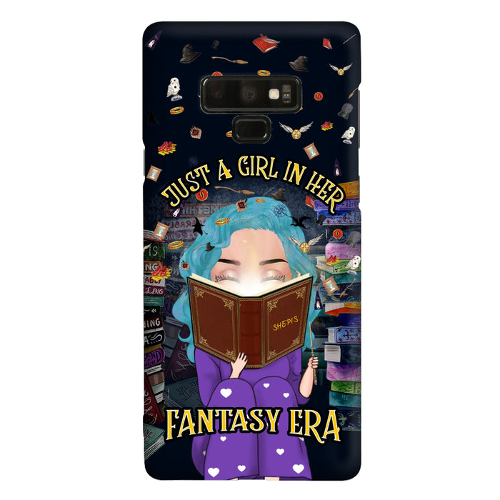 Custom Personalized Reading Book Phone Case - Gift Idea For Book Lovers - Just A Girl In Her Fantasy Era - Case For iPhone/ Samsung