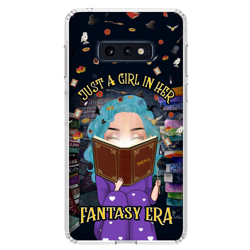 Custom Personalized Reading Book Phone Case - Gift Idea For Book Lovers - Just A Girl In Her Fantasy Era - Case For iPhone/ Samsung