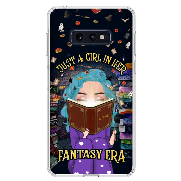 Custom Personalized Reading Book Phone Case - Gift Idea For Book Lovers - Just A Girl In Her Fantasy Era - Case For iPhone/ Samsung