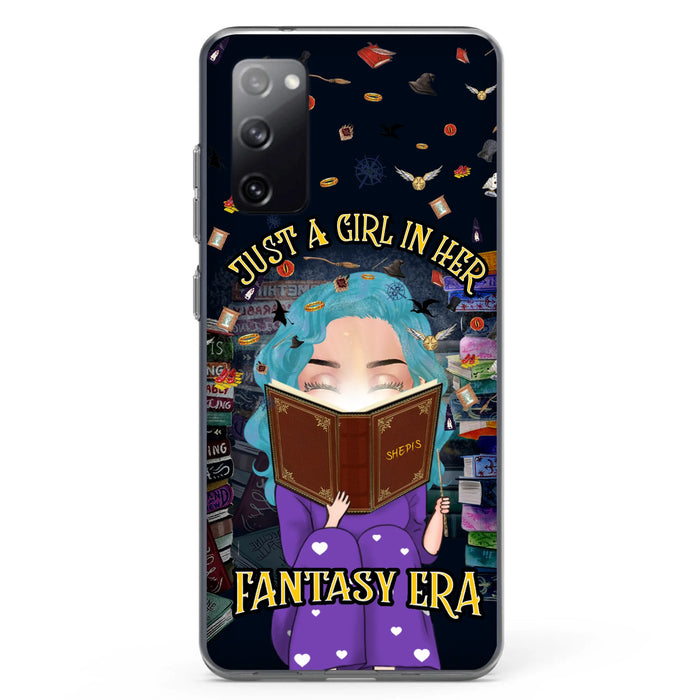 Custom Personalized Reading Book Phone Case - Gift Idea For Book Lovers - Just A Girl In Her Fantasy Era - Case For iPhone/ Samsung
