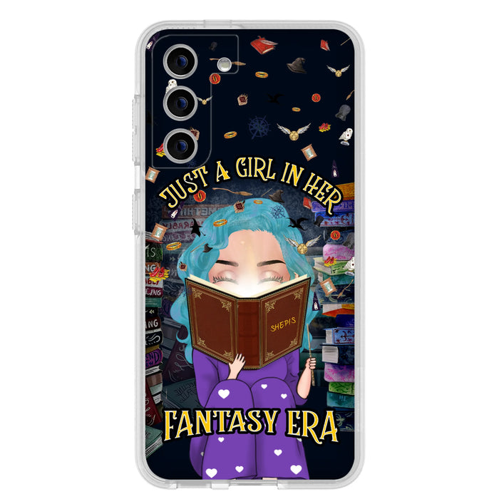 Custom Personalized Reading Book Phone Case - Gift Idea For Book Lovers - Just A Girl In Her Fantasy Era - Case For iPhone/ Samsung