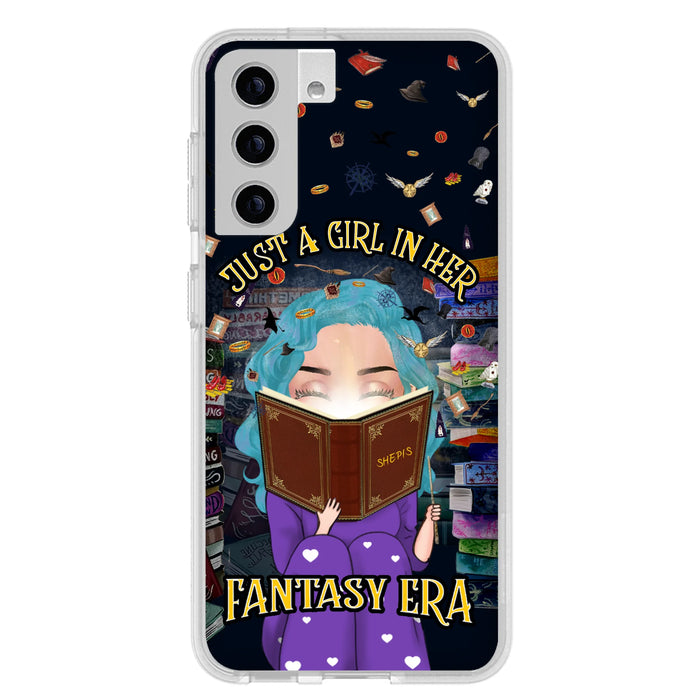 Custom Personalized Reading Book Phone Case - Gift Idea For Book Lovers - Just A Girl In Her Fantasy Era - Case For iPhone/ Samsung