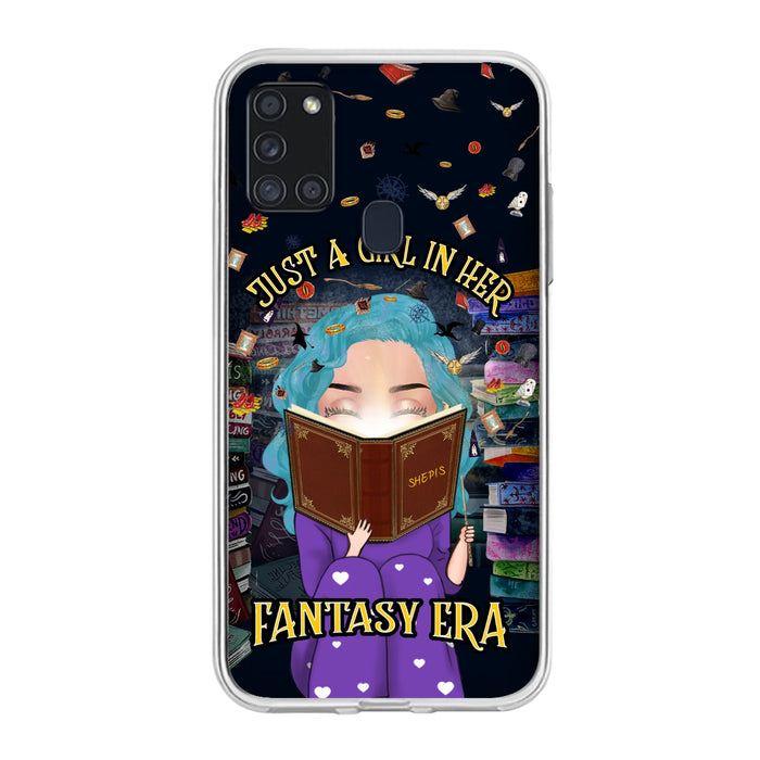 Custom Personalized Reading Book Phone Case - Gift Idea For Book Lovers - Just A Girl In Her Fantasy Era - Case For iPhone/ Samsung