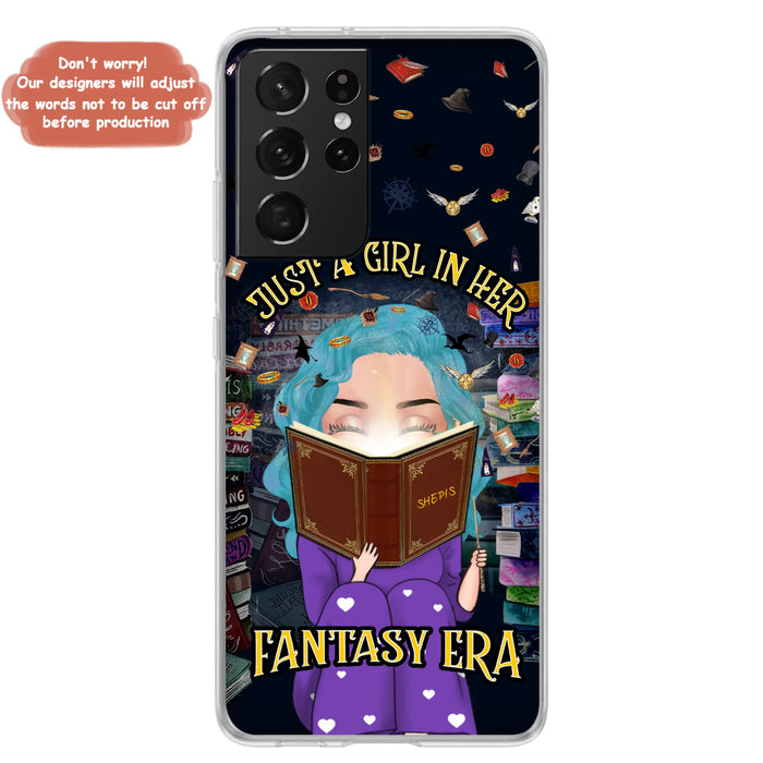 Custom Personalized Reading Book Phone Case - Gift Idea For Book Lovers - Just A Girl In Her Fantasy Era - Case For iPhone/ Samsung