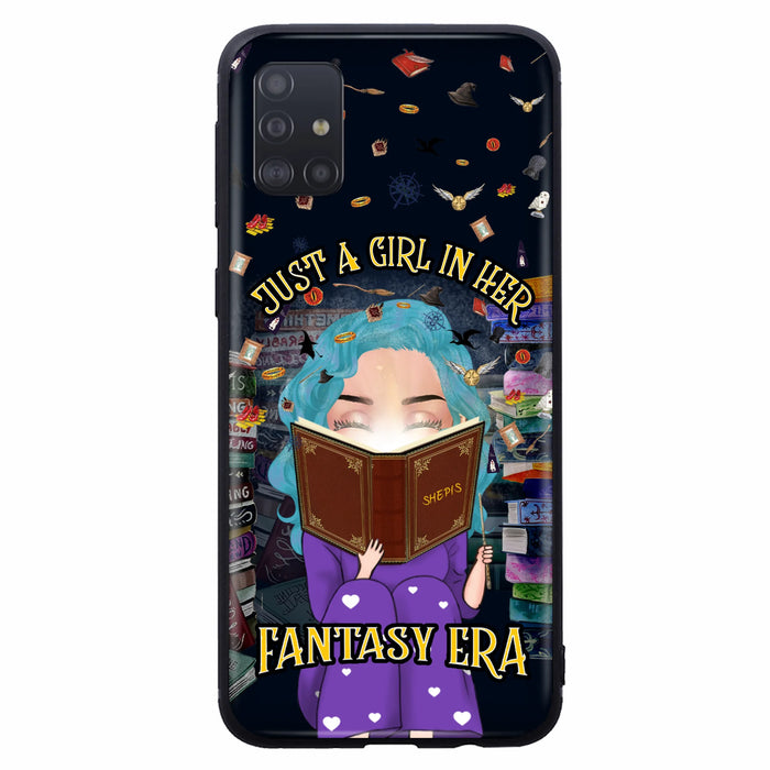 Custom Personalized Reading Book Phone Case - Gift Idea For Book Lovers - Just A Girl In Her Fantasy Era - Case For iPhone/ Samsung
