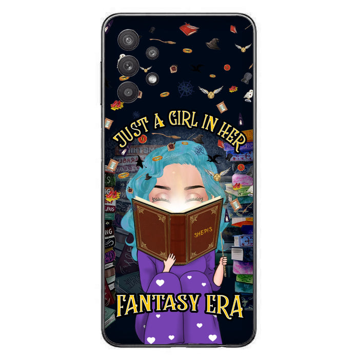 Custom Personalized Reading Book Phone Case - Gift Idea For Book Lovers - Just A Girl In Her Fantasy Era - Case For iPhone/ Samsung