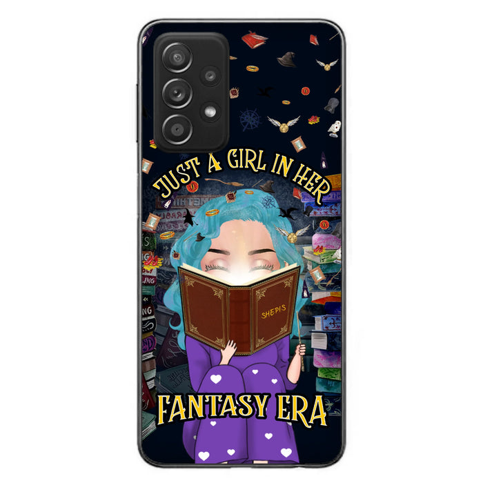 Custom Personalized Reading Book Phone Case - Gift Idea For Book Lovers - Just A Girl In Her Fantasy Era - Case For iPhone/ Samsung