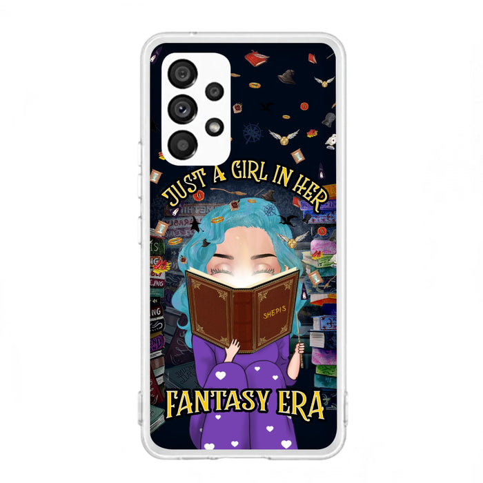 Custom Personalized Reading Book Phone Case - Gift Idea For Book Lovers - Just A Girl In Her Fantasy Era - Case For iPhone/ Samsung