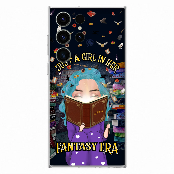 Custom Personalized Reading Book Phone Case - Gift Idea For Book Lovers - Just A Girl In Her Fantasy Era - Case For iPhone/ Samsung
