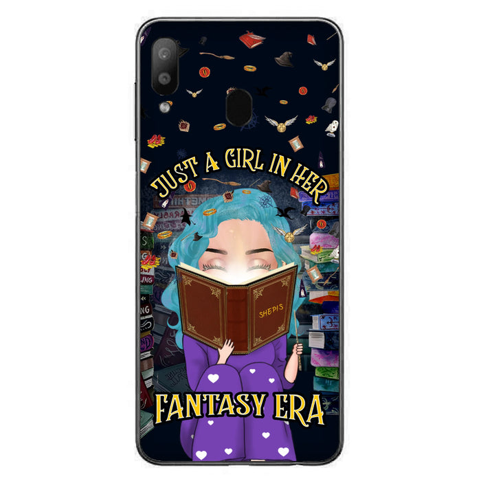 Custom Personalized Reading Book Phone Case - Gift Idea For Book Lovers - Just A Girl In Her Fantasy Era - Case For iPhone/ Samsung