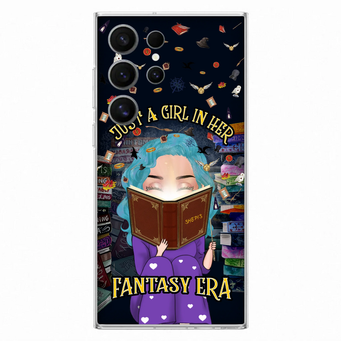 Custom Personalized Reading Book Phone Case - Gift Idea For Book Lovers - Just A Girl In Her Fantasy Era - Case For iPhone/ Samsung