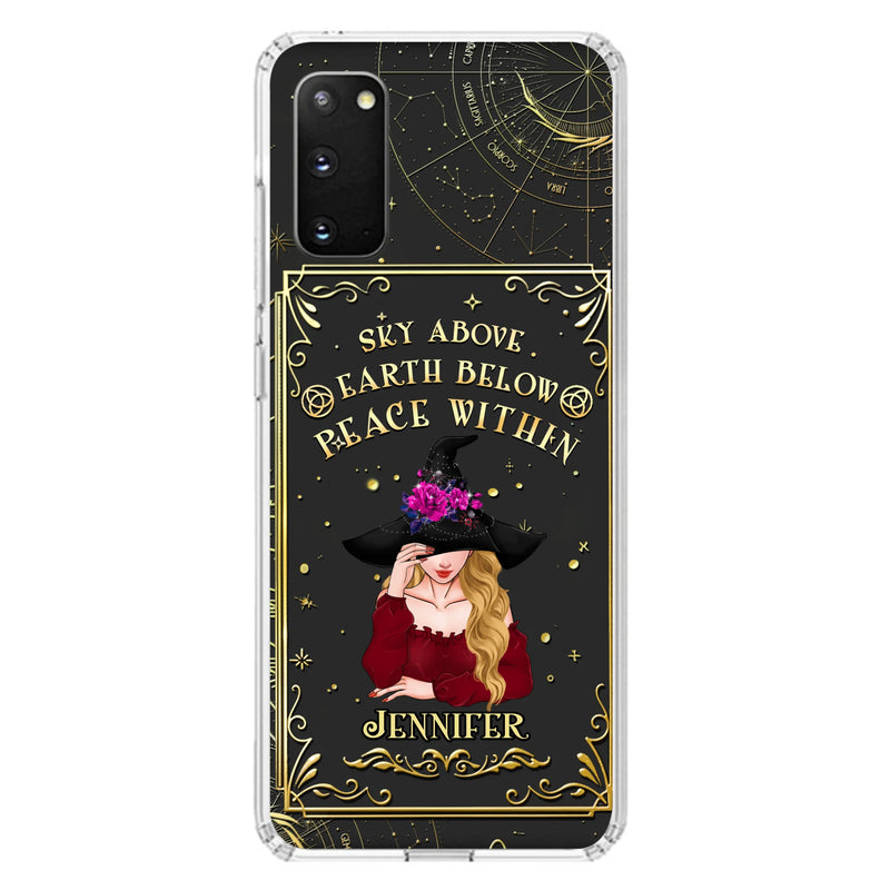 Custom Personalized Witch Tarrot Card Phone Case - Gift Idea For Witch/ Tarrot Lover - Sky Above Earth Below Peace Within - Case For iPhone/ Samsung
