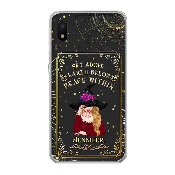 Custom Personalized Witch Tarrot Card Phone Case - Gift Idea For Witch/ Tarrot Lover - Sky Above Earth Below Peace Within - Case For iPhone/ Samsung