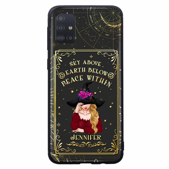 Custom Personalized Witch Tarrot Card Phone Case - Gift Idea For Witch/ Tarrot Lover - Sky Above Earth Below Peace Within - Case For iPhone/ Samsung