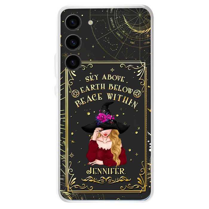 Custom Personalized Witch Tarrot Card Phone Case - Gift Idea For Witch/ Tarrot Lover - Sky Above Earth Below Peace Within - Case For iPhone/ Samsung