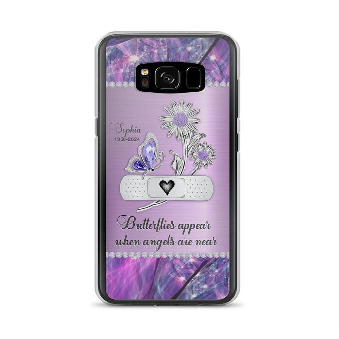 Custom Personalized Memorial Phone Case - Memorial Gift For Family Member - Butterflies Appear When Angels Are Near - Case For iPhone/ Samsung