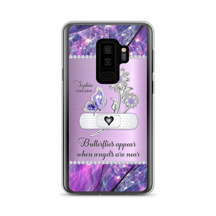 Custom Personalized Memorial Phone Case - Memorial Gift For Family Member - Butterflies Appear When Angels Are Near - Case For iPhone/ Samsung
