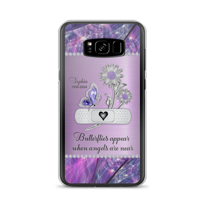 Custom Personalized Memorial Phone Case - Memorial Gift For Family Member - Butterflies Appear When Angels Are Near - Case For iPhone/ Samsung